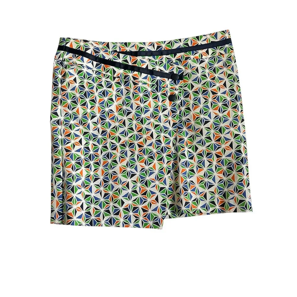 Oxford Golf Women’s Faux Wrap Skort Geometric Print Blue Green Orange Size 6